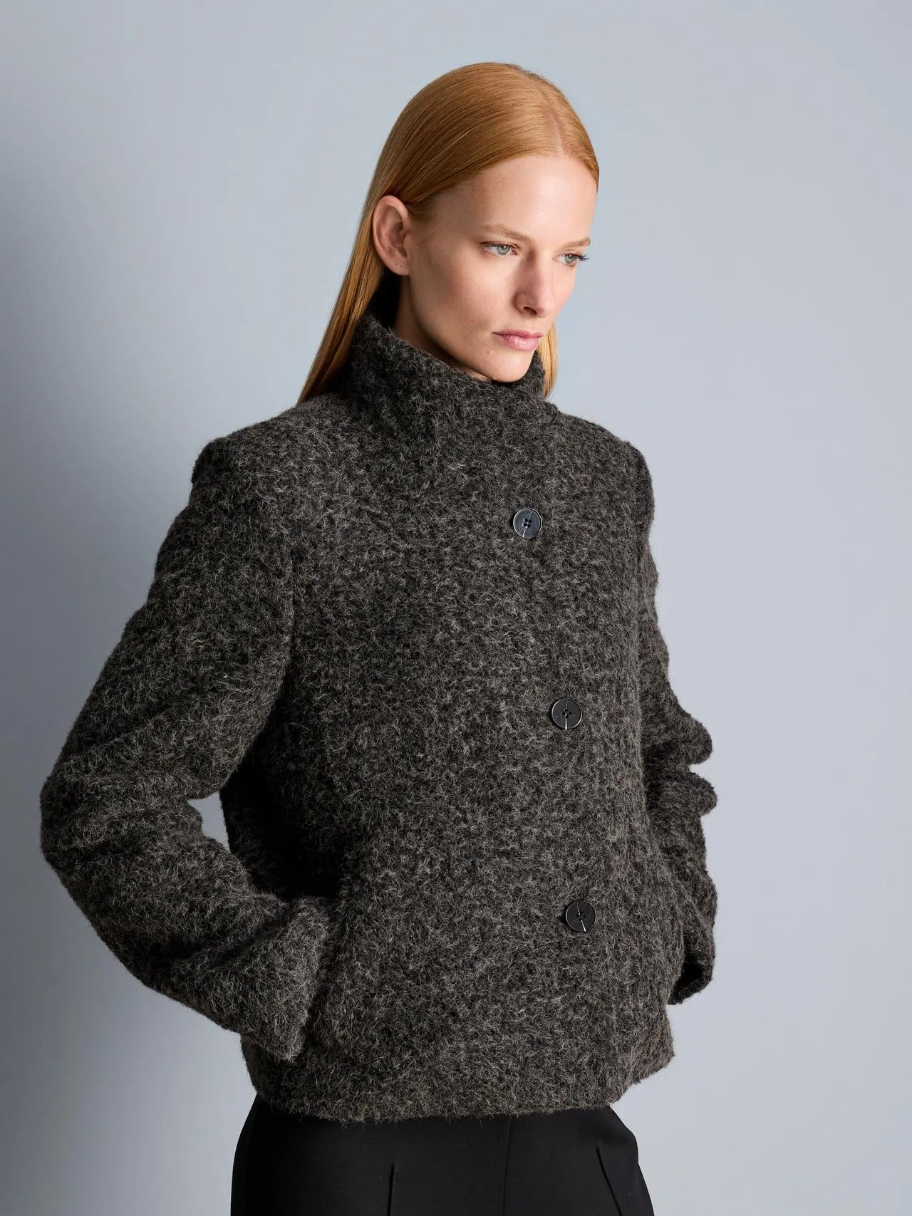 Veste brossée à col montant