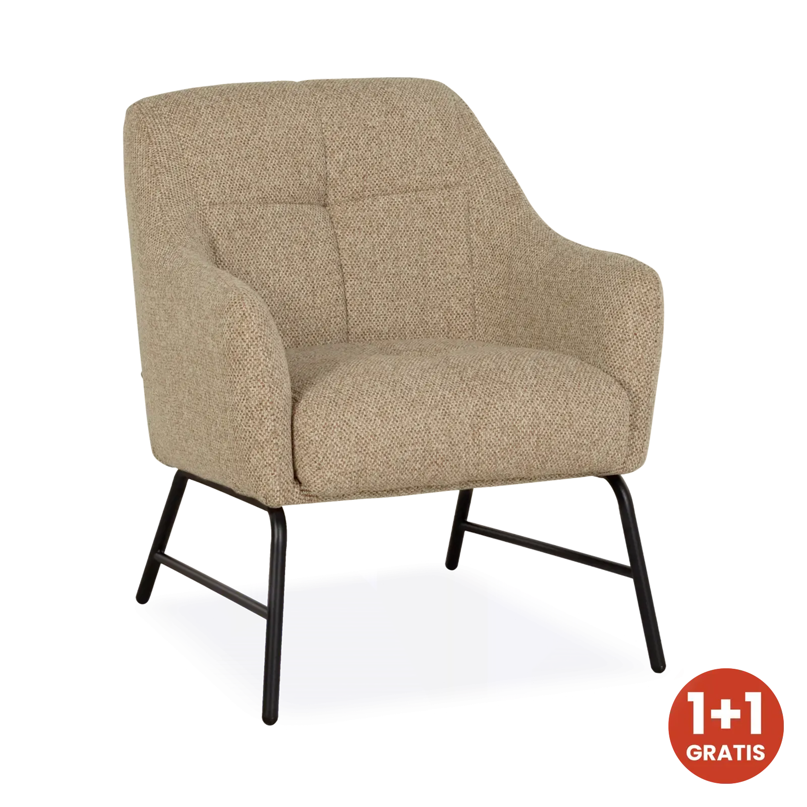 Fauteuil Malibu - stof Cayenne Bruin - pocketvering - poot zwart