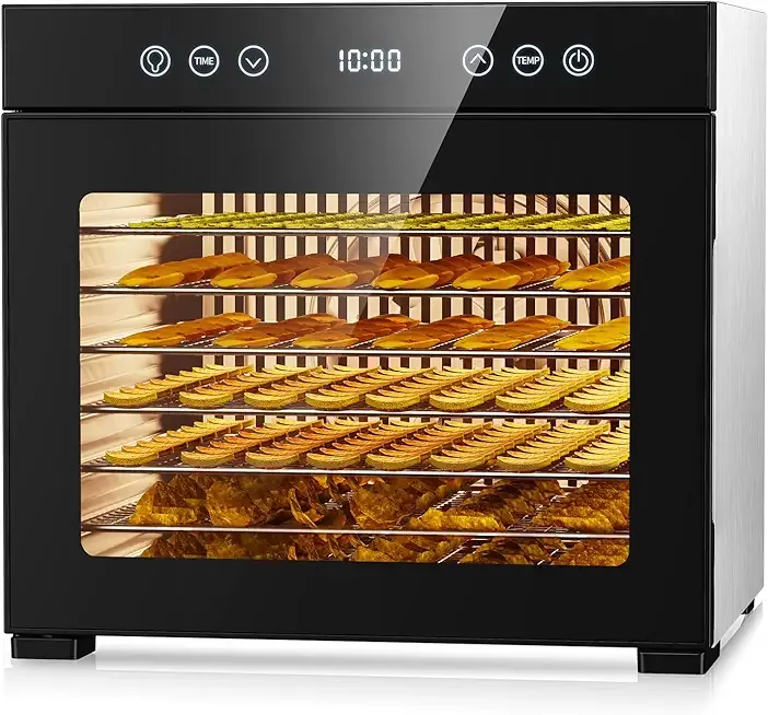 Food Dehydrator, 650W Powerful Fruit Dryer Machine with Adjustable Timer & Temperature, 8 Stainless Steel Trays, Quiet Operation, for Jerky, Fruits, Herbs, Dog Treats