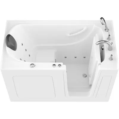 Endurance Safe Palace 32-in x 59.625-in White Acrylic Rectangle Walk-in Whirlpool Tub with Faucet Hand Shower with Drain ( Right Drain )