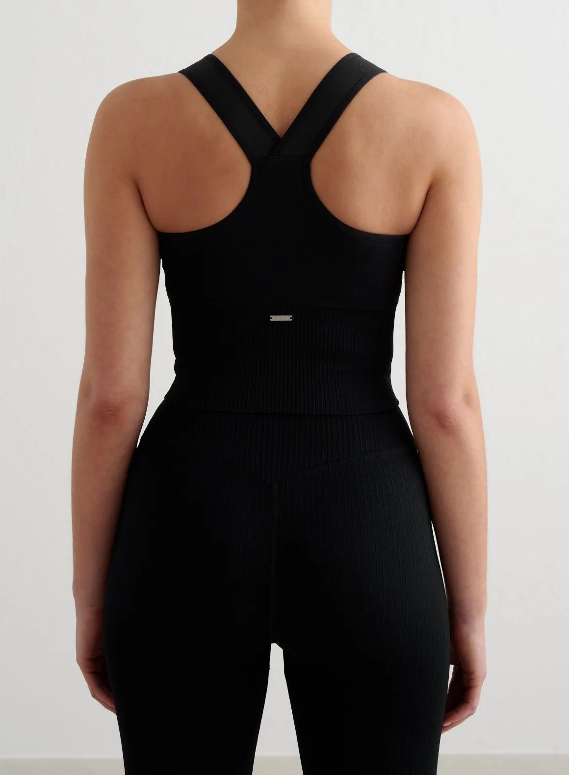 Black Ribbed Seamless High Support Bralette