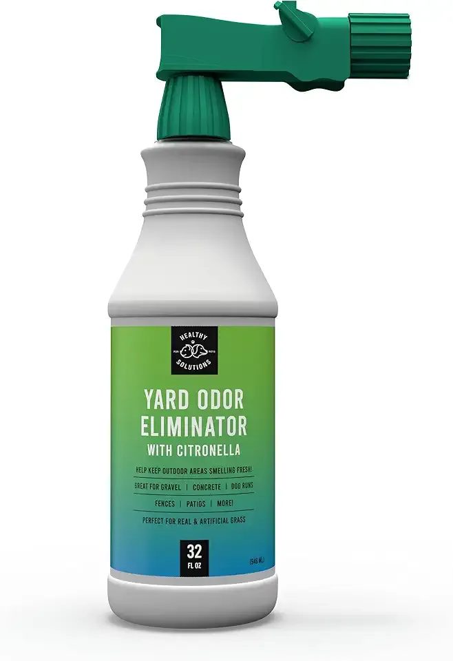Healthy Solutions Yard Odor Eliminator for Dogs Plus Citronella - 32 fl oz | Outdoor Yard Deodorizer for Dog Urine & Poop, Spray Eliminates Smell from Lawn and Yard, Use on Grass, Patios