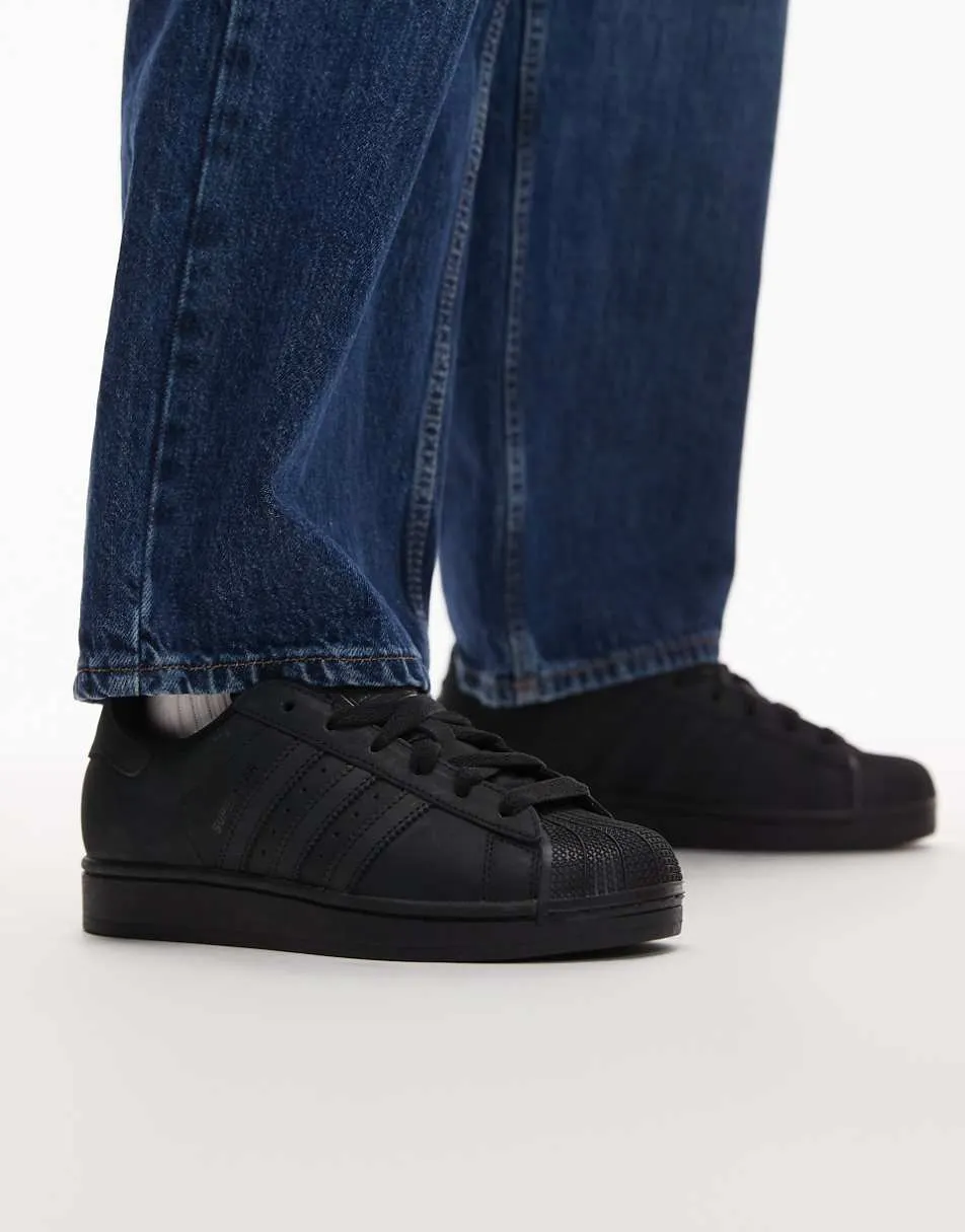 adidas Originals Superstar II trainers in suede triple black