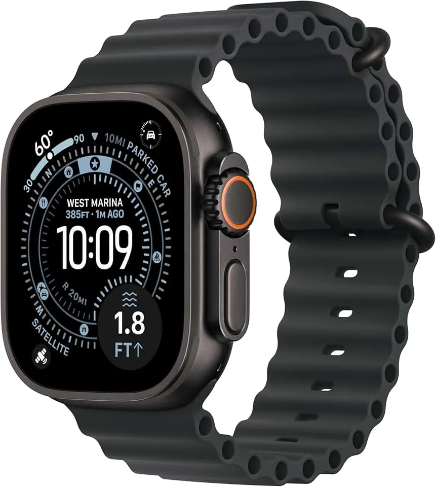 Apple Watch Ultra 3 [GPS + Cellular 49mm] Running & Multisport Smartwatch w/Rugged Titanium Case w/Black Ocean Band. Satellite Communications, Advanced Health & Fitness Tracking