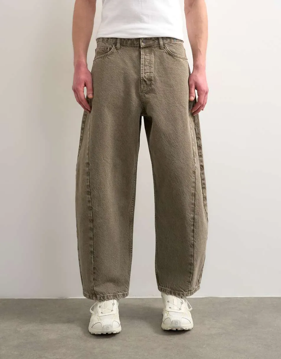 Topman rigid barrel jean in light brown
