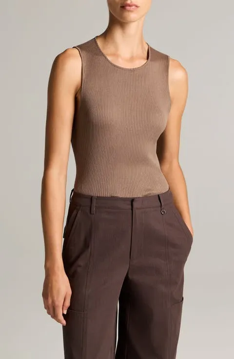 Vince Sleeveless Cotton Rib Shell
