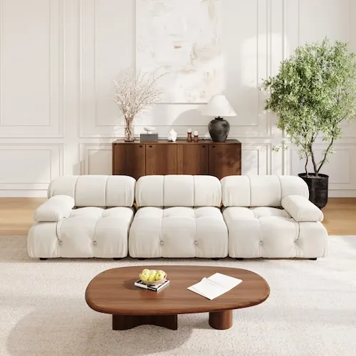 Magic Home Oversized 104 in. Square Arm Modern Velvet Modular Combination Sectional Sofa in.Beige