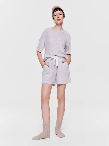 Light Grey Waffle Long Short