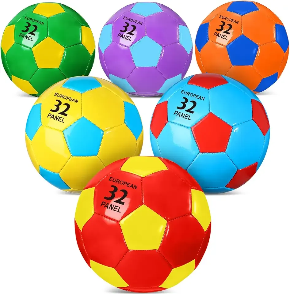 6 Pack Soccer Balls Bulk with Pump, Colorful Practice Soccer Balls for Kids & Youth, Indoor Outdoor Training, Games Back to School