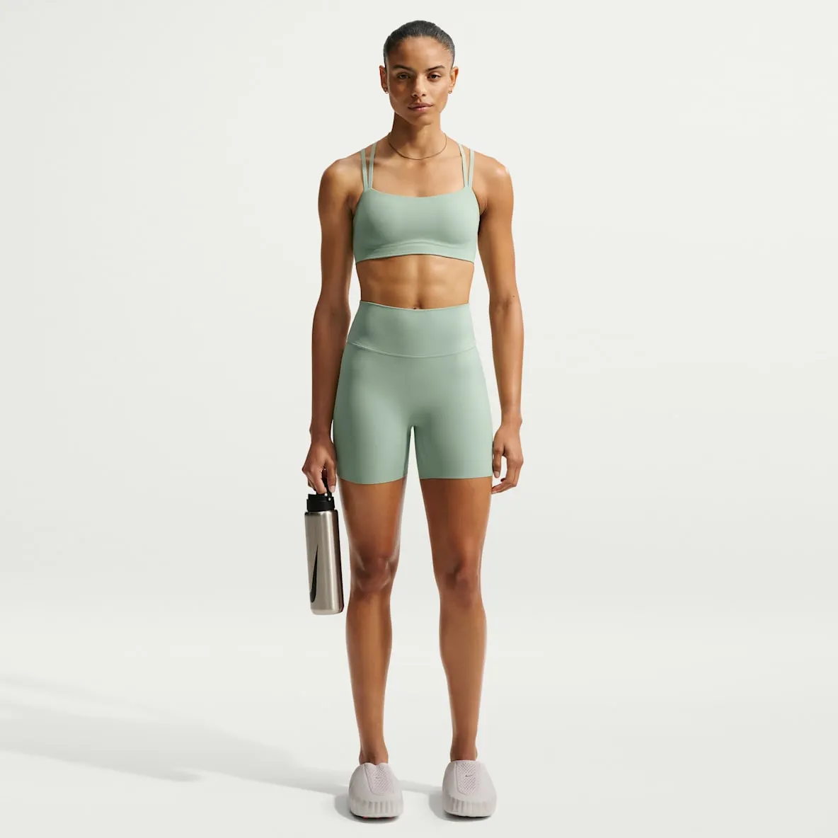 Sykkelshorts med høyt liv til dame (13 cm)