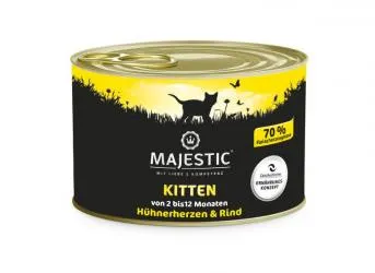 MAJESTIC Kitten mit Hühnerherzen, Rind 6 x 200 g