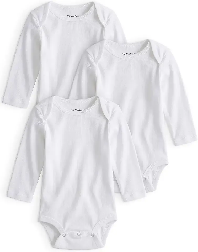 Baby Bodysuits 100% Organic Cotton Long Sleeve for Boy Girl 3 Pack