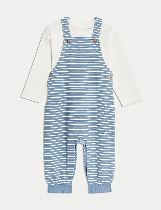 2-teiliges gestreiftes Outfit aus reiner Baumwolle (0–3 Jahre)