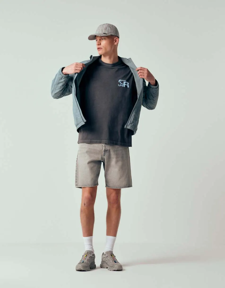 Jack & Jones Tony loose denim shorts in mid grey