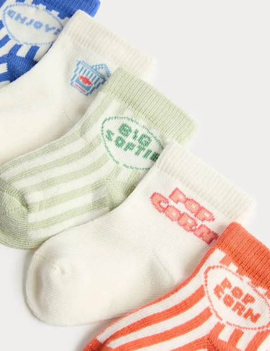 5 Pack Cotton Rich Baby Socks (7lbs-24 Mths)