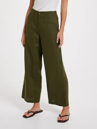 Just Jeans Belmont Linen High Rise Wide Ankle Pant