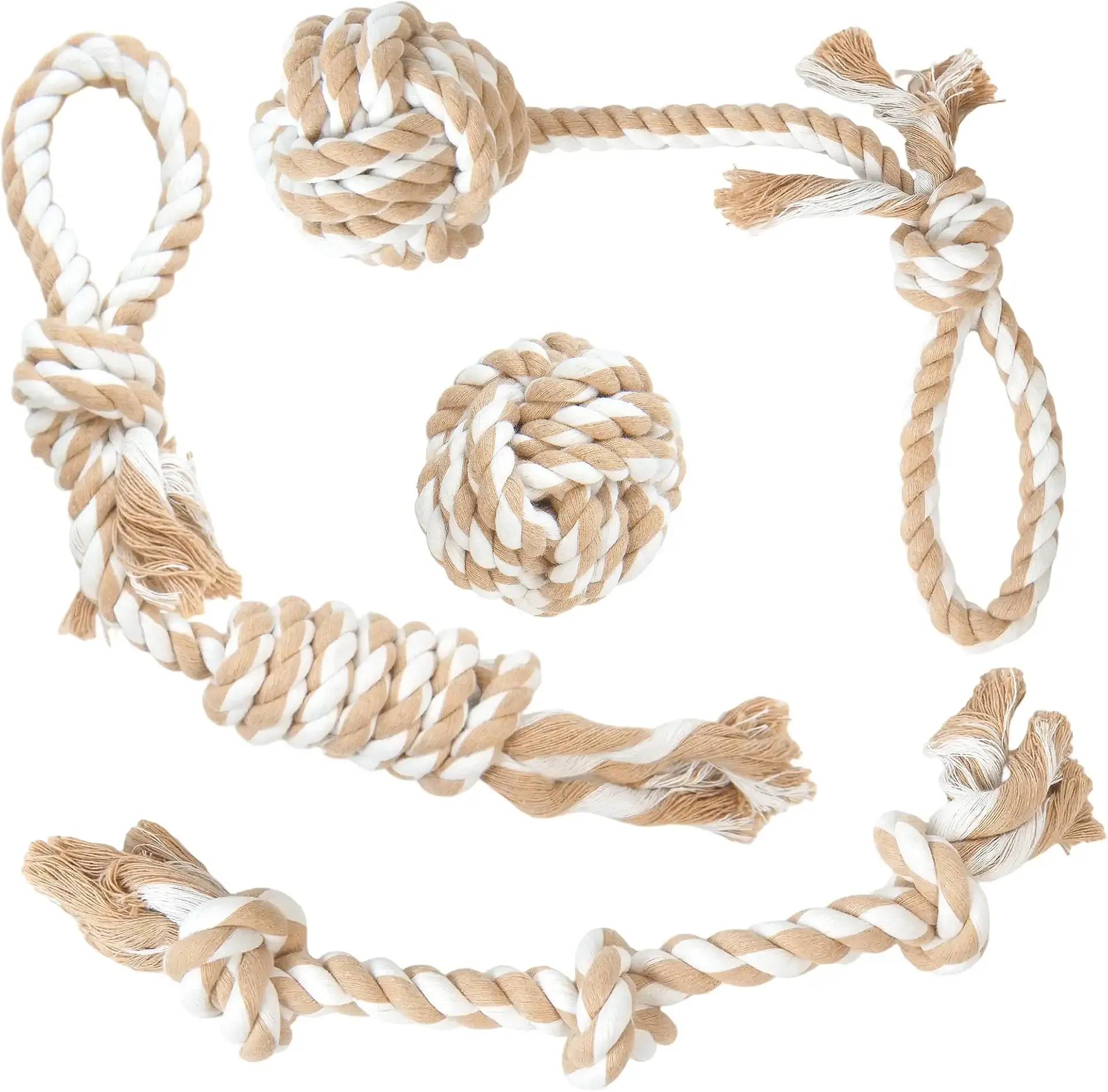 Fida Dog Rope Toys, 4 Pack Cotton Puppy Teething and Chew Toys | Durable Rope Toys for Tug of War and Interactive Play, Indoor/Outdoor, Helps Relieve Boredom for Small Medium Dogs