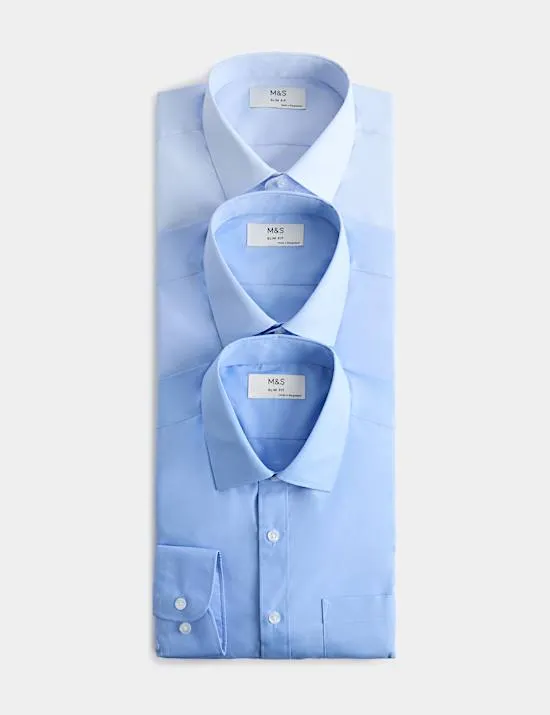 3 Pack Slim Fit Easy Iron Shirts