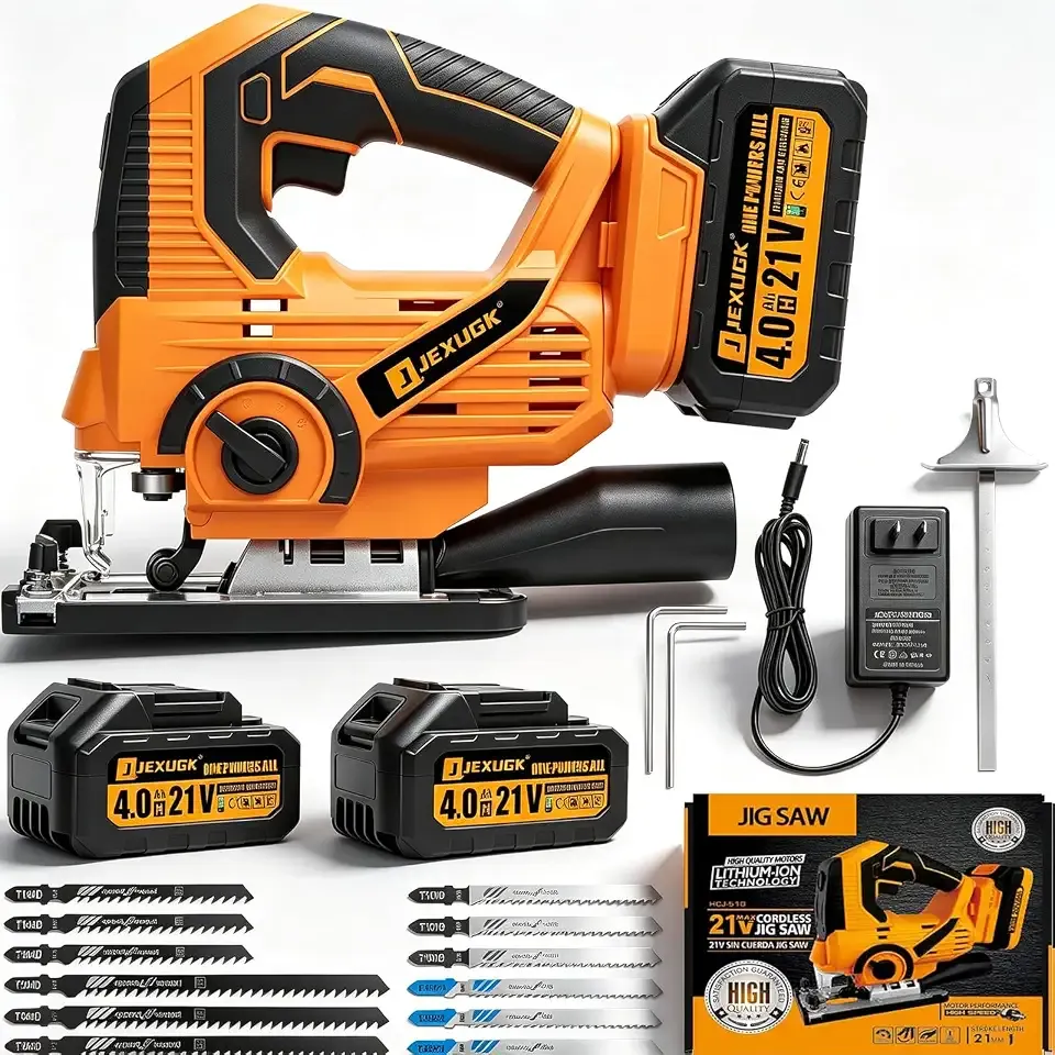 Cordless Jigsaw, Battery Jig Saw with 2 x 4.0Ah Batteries & 12 Blade