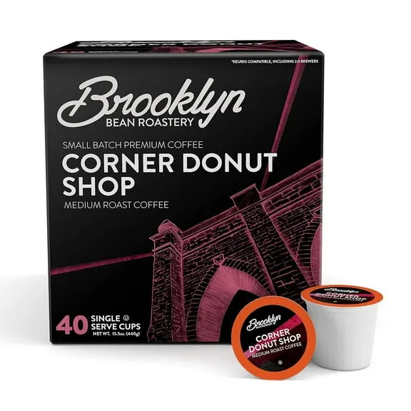 Brooklyn Bean Roastery Coffee Single Serve Cups Corner Donut Shop Medium Roast, 40.0 CT $23.95 $1.55/oz