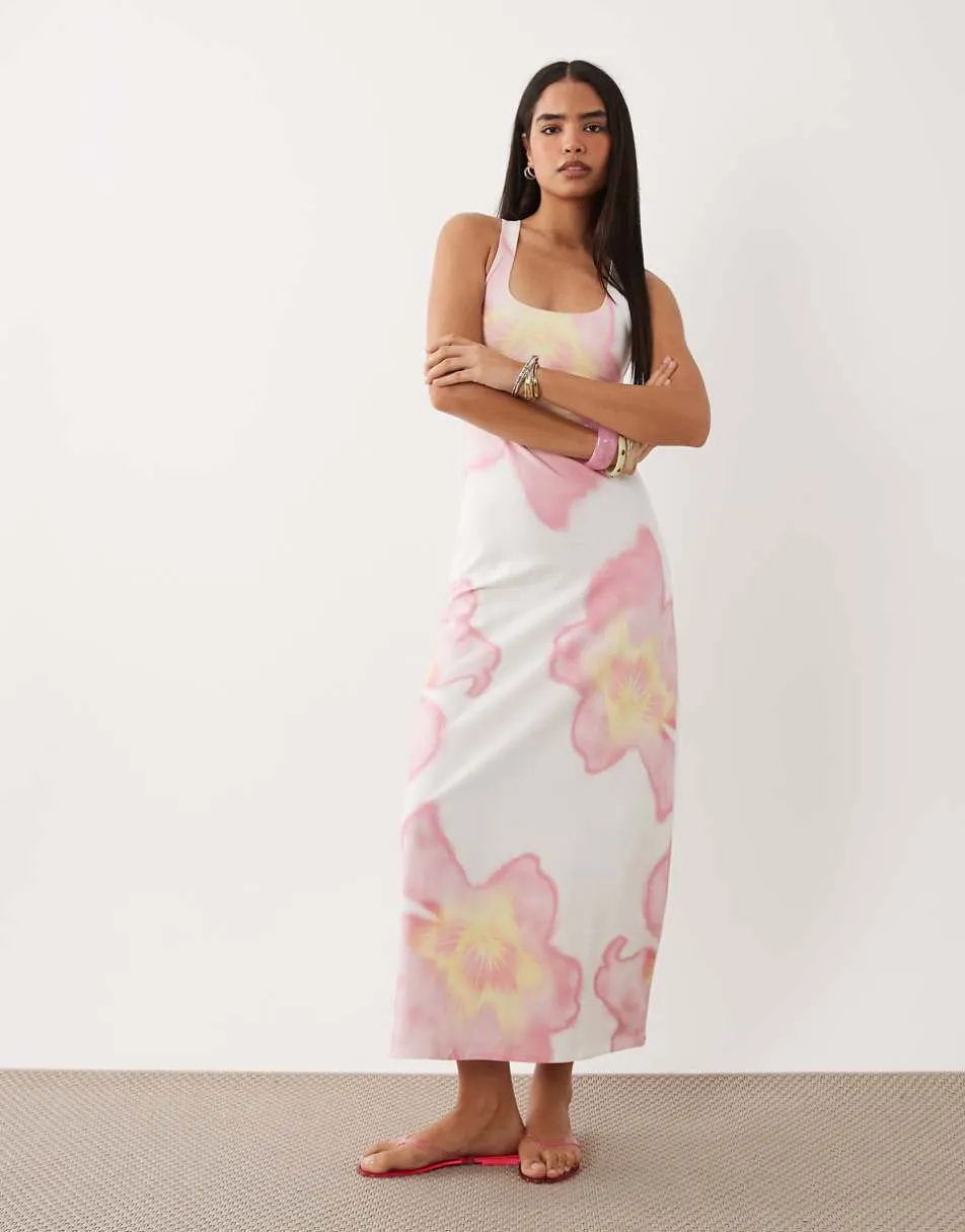 ASOS DESIGN scoop neck maxi dress in enlarged flower print
