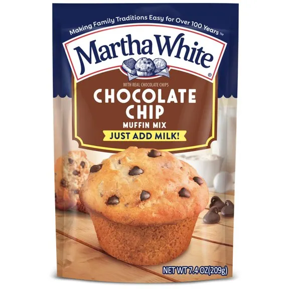 Martha White Chocolate Chip Muffin Mix, 7.4 oz Bag