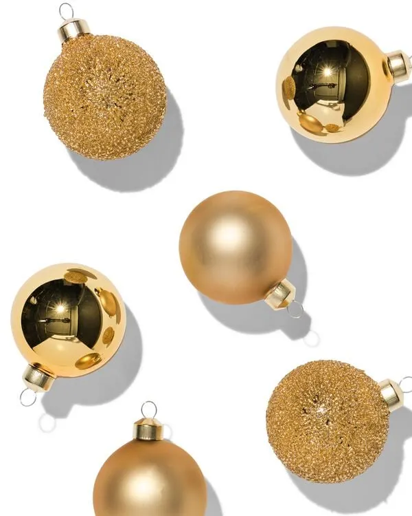 kerstballen glas goud - 6 stuks
