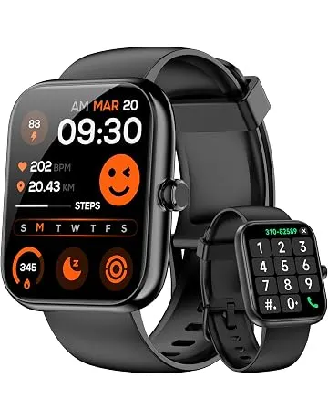 Smart Watch for Men Women with Alexa Built-in, Bluetooth Calling, 1.83'' HD Touch Screen Fitness Tracker with Heart Rate/Sleep Monitor, 120+ Sports Modes, IP68 Water-Resistant Watch for Android & iOS