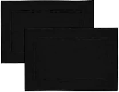 Tens Towels Pack of 2 Bath Mats 100% Cotton, 20 x 32 Inches, Super Absorbent, Hotel Quality Premium Floor Towels, Luxurious, Soft & Quick Dry, Not a Bathroom Rug, Black Tens Towels Pack of 2 Bath Mats 100% Cotton, 20 x 32 In…
