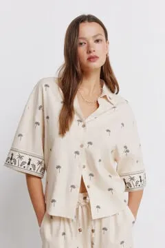 Camisa manga corta estampada oversize