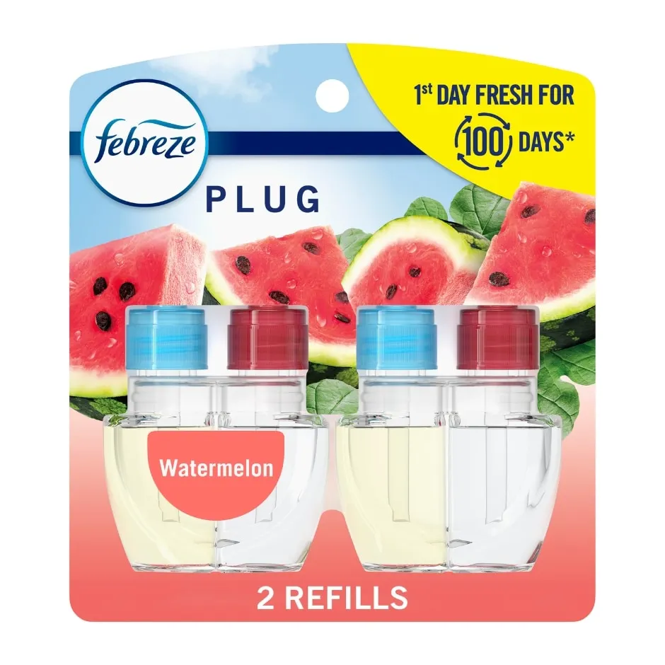 Febreze Plug In Air Freshener, Odor-Fighting Scented Oil Refill, Watermelon, 2 Refill
