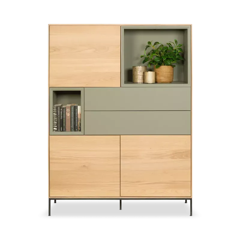 Opbergkast (laag) Loft - Moss Grey/Nature White