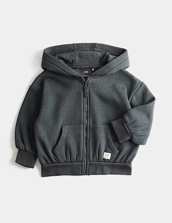Hoodie aus Baumwollmischgewebe mit Fleecefutter (0–3 Jahre)