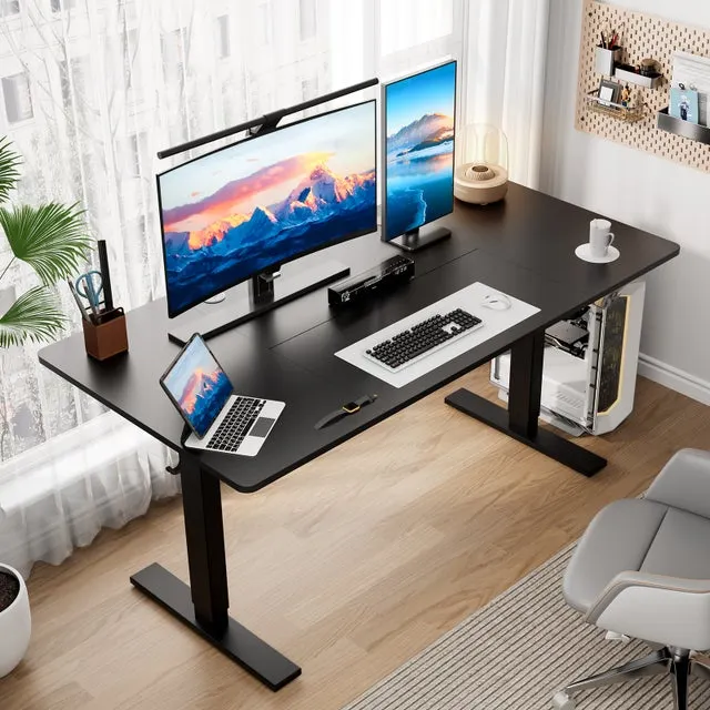 Escritorio Elevable Eléctrico 80x160 cm, Altura 70-117 cm, Función memoria, Rebote en caso de resistencia, Modo ahorro de energía HOMAVO