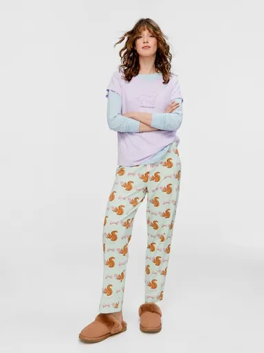 Squirrel With Bows Tapered Pj Pant