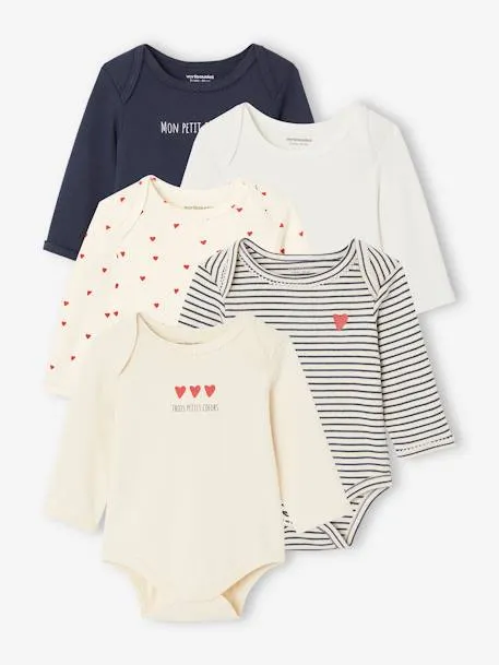 Lot de 5 bodies manches longues bébé emmanchure US en coton...