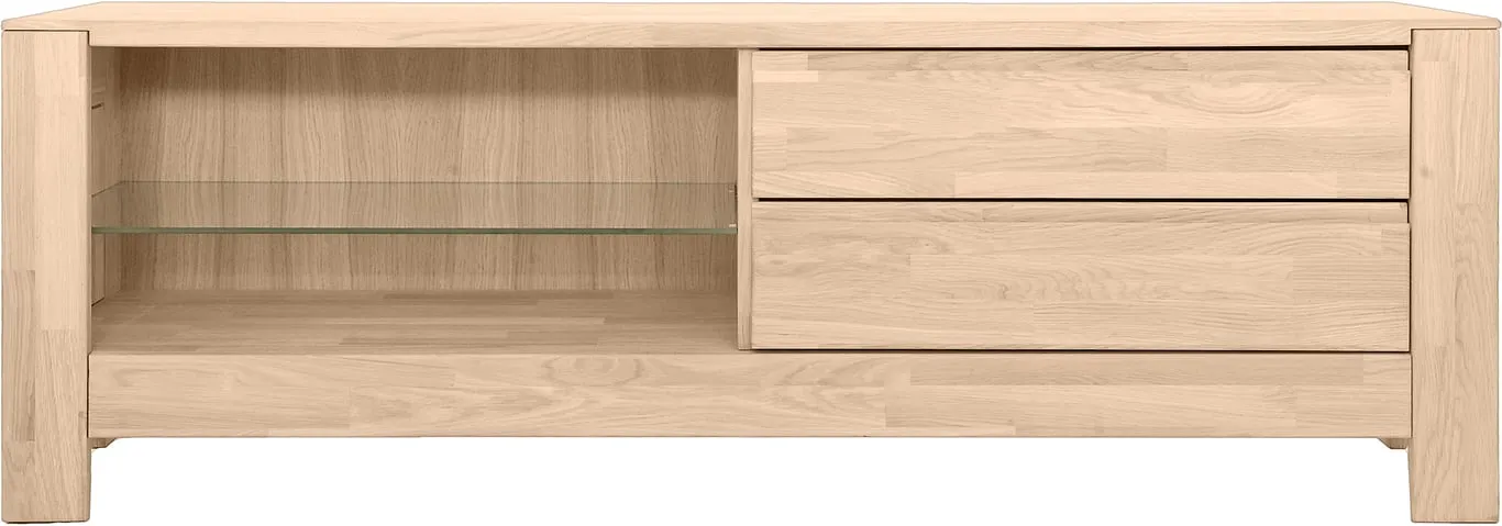 Lugano TV-benk 140 x 41, H 48 cm, hvitoljet heltre eik