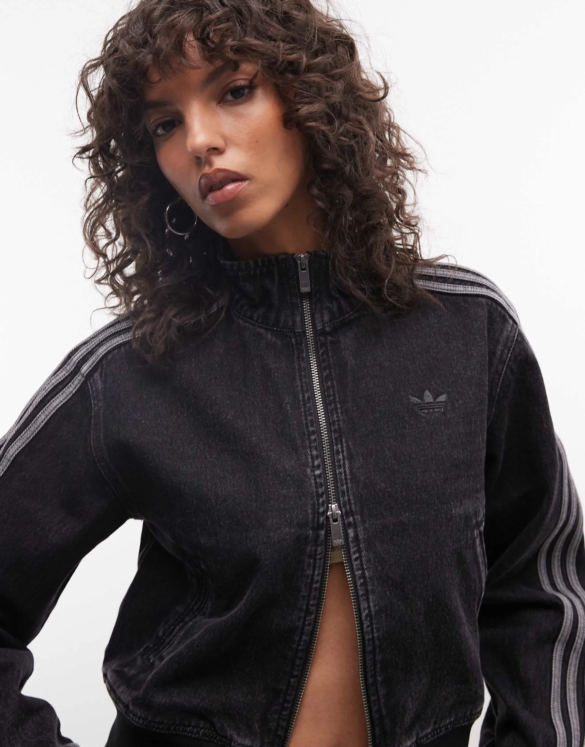 adidas Originals firebird denim track top in black