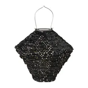 Solar barok lampion ruit - zwart - ø24x28 cm
