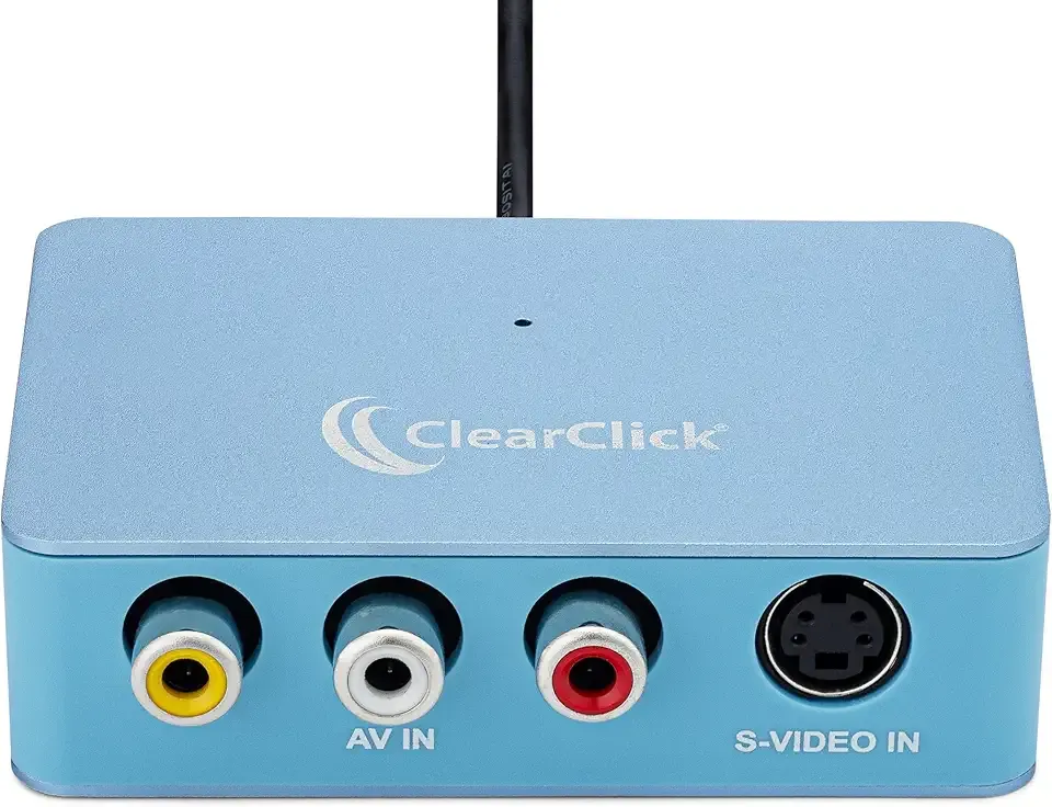 ClearClick Video to USB Lite - USB Audio Video Capture Device - Input AV, RCA, S-Video, VCR, VHS, Camcorder, Video8, Hi8, DVD, Retro Gaming Systems - USB-C Plug & Play