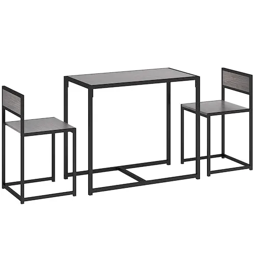 35-inch Dining Table Set for 2 with Small Kitchen Chairs, Grey