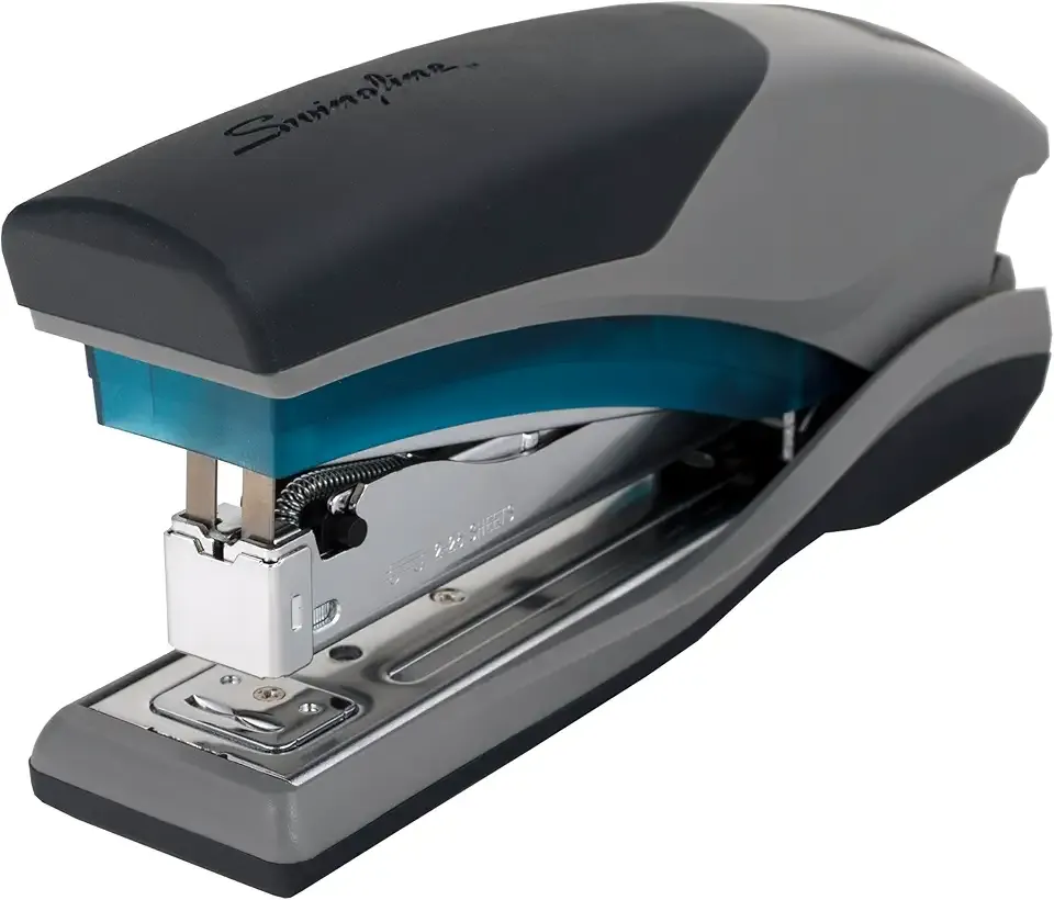 Swingline Stapler, 25 Sheet Capacity, Optima 25, Jam Free, Reduced Effort, Soft Grip, Blue and Gray (66404)