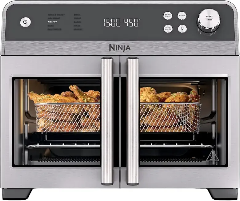 Ninja | French Door Premier | Air Fryer, Convection Oven, Toaster | 5-qt Air Fry Basket, Sheet Pan, Wire Rack, Broil Rack | PFAS-free Cooking Surface, Dishwasher-safe Accessories | FO101 (NEW)