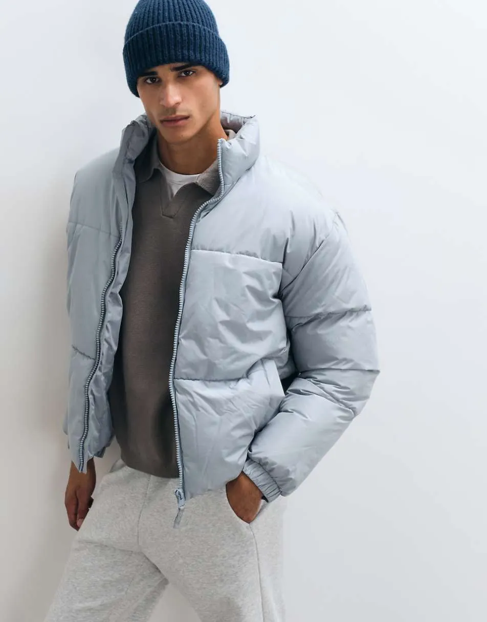 ASOS DESIGN puffer jacket in light grey