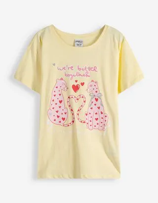 T-shirt - Stampa glitterata - Giallo chiaro