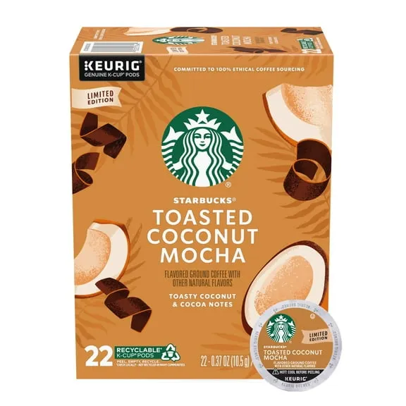 Starbucks Toasted Coconut Mocha, Hot or Iced Coffee, Flavored K-Cup Coffee Pods, 22 Count $19.17 $2.36/oz