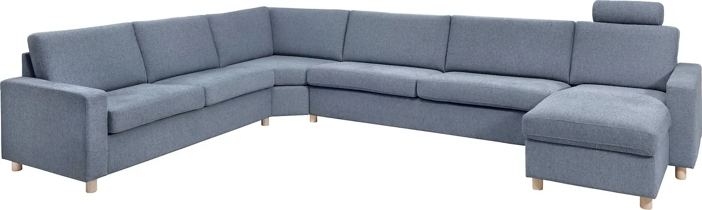 Sone lav hjørnesofa Modulsofa. 2,5 seter + stort hjørne + 3 seter + sjeselong i stoff Atlas, armlene J.