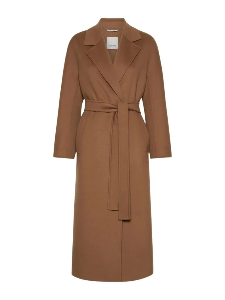 Long Wool Drap Wrap Coat - Brun