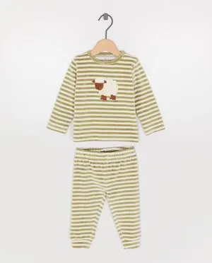 Fluwelen pyjama met reliëfprint schaap