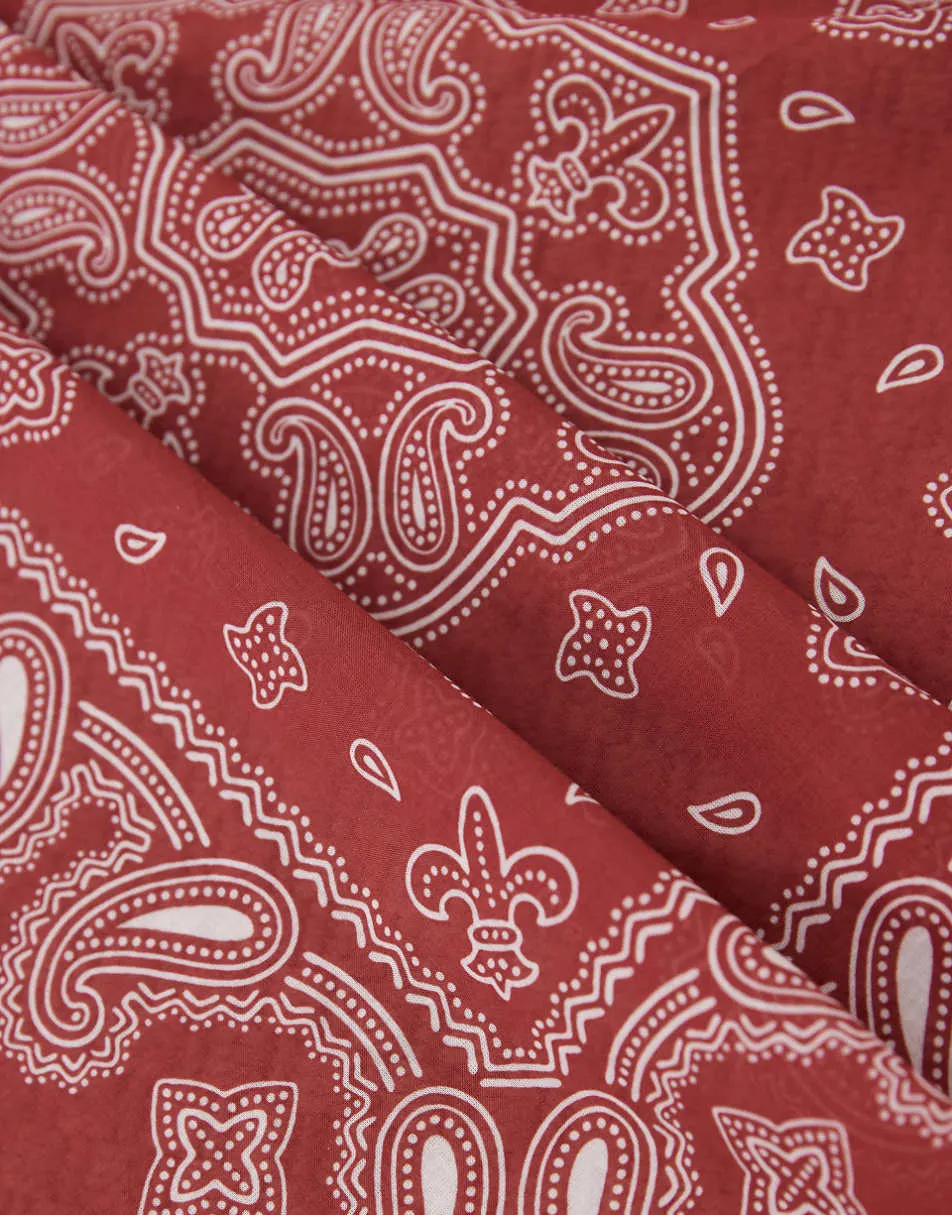 ASOS DESIGN paisley cotton bandana in burgundy